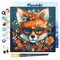 Figured'Art Mini Paint by Numbers Kit for Adults with Frame Fantasy fox and flowers Small format 8"x8" - Craft Art Painting DIY Canvas Already Stretched on a Wooden Frame
